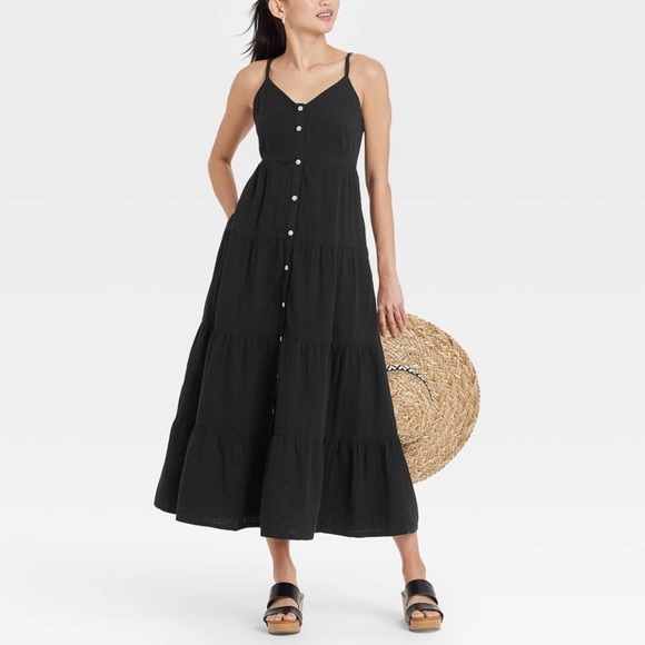Universal Thread Dresses & Skirts - (XS)- Universal Thread Sleeveless Button-front Tiered Dress